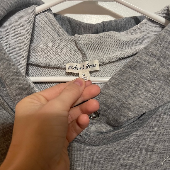 For Love And Lemons Light Gray Cropped Hoodie - Picture 7 of 7